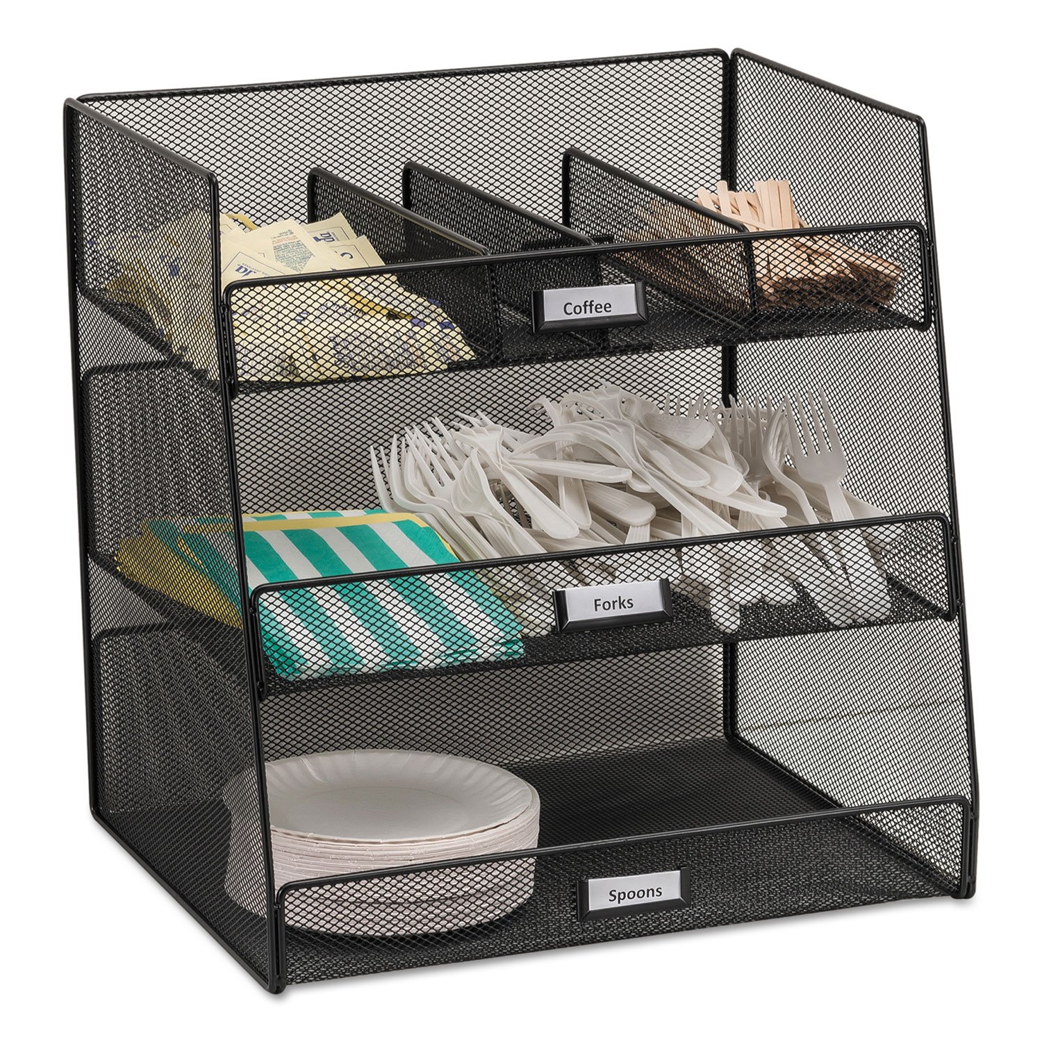 Safco Products 3293BL Onyx Mesh Break Room Supplies Organizer, Black