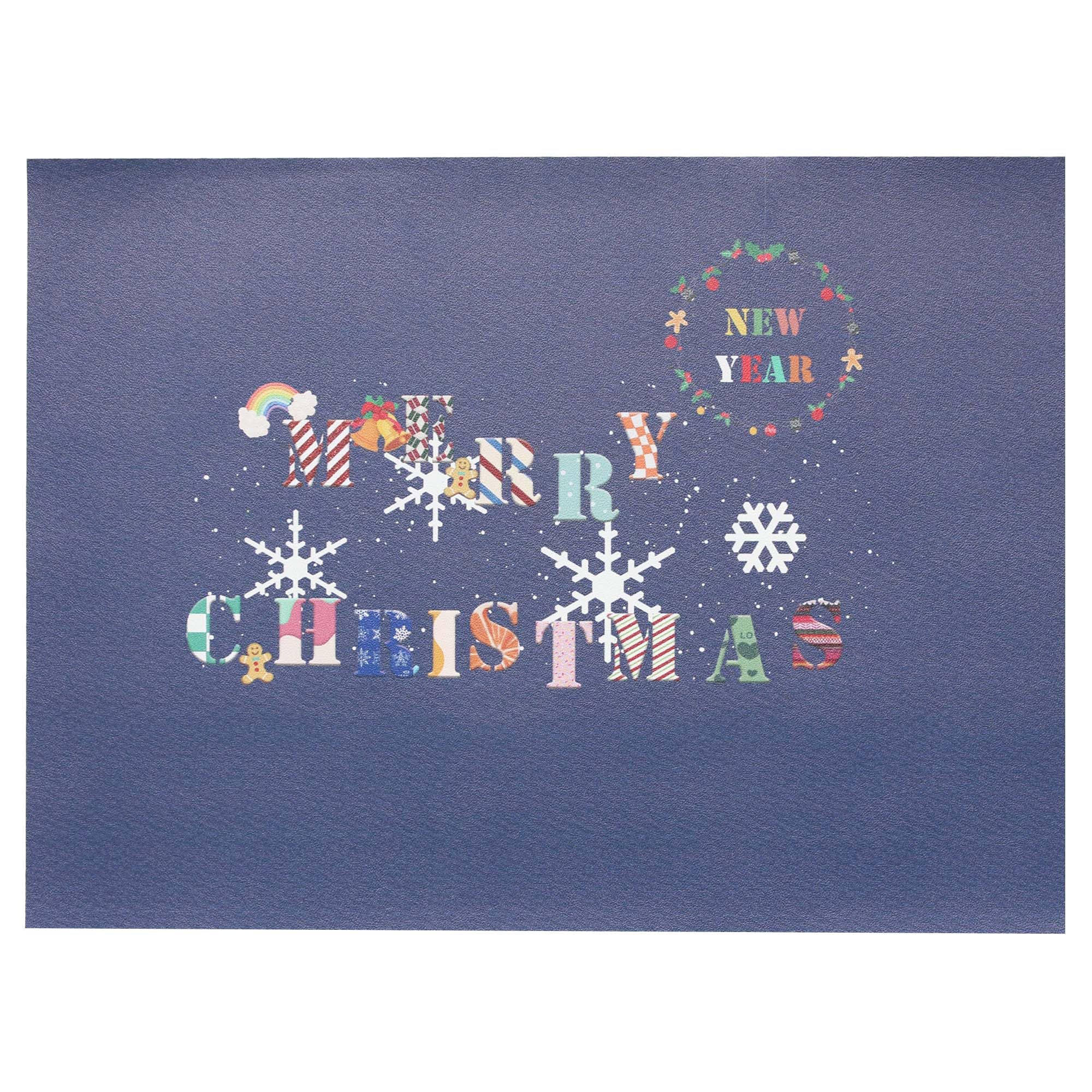 Wintop GroupChristmas Placemats for Dining Table, 13"X17.5" Faux Leather Winter Table Mat Holiday Snowflake Décor, Set of 6, Blue