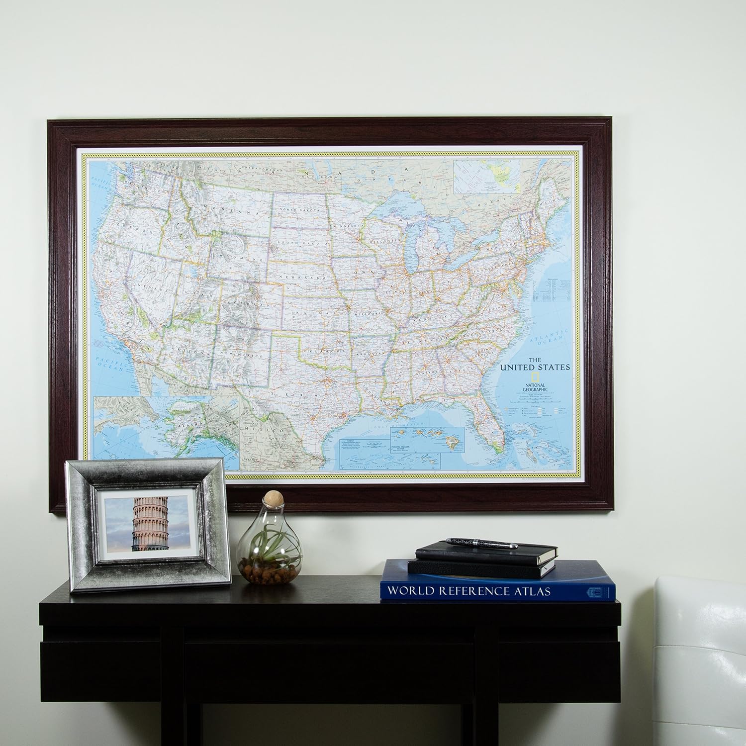 Craig Frames Wayfarer, Classic United States Push Pin Travel Map, Mahogany Red Frame and Pins, 24 by 36-Inch