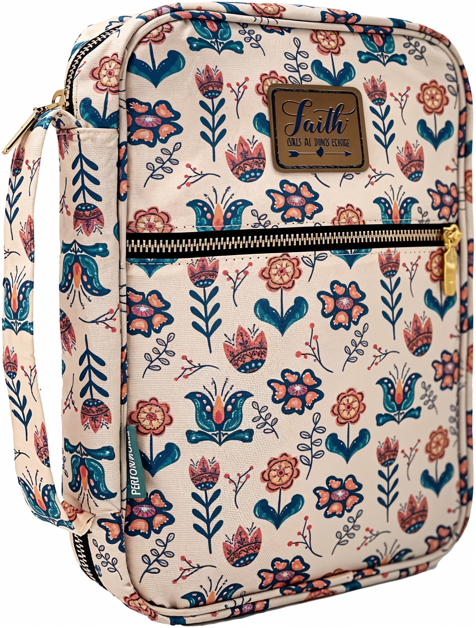 Performore Floral Bible Bags for Women - Stylish & Functional Zippered Book Cover with Handle and Pockets - Fits Standard & Large Size Study Bible