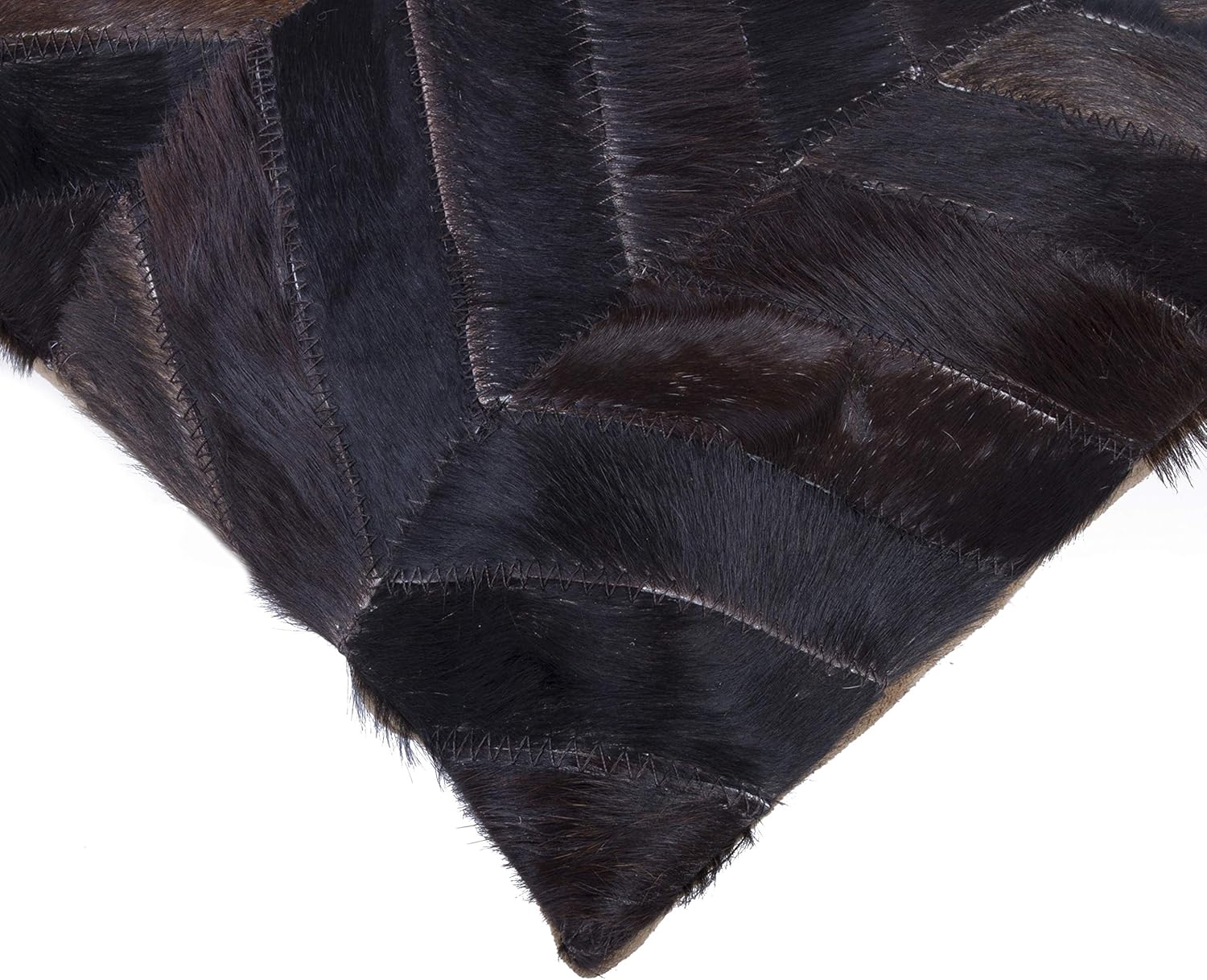 Natural Torino Cowhide Throw Pillows with Poly Insert | Chevron Accent Pillows Handcrafted from 100% Cow Hide, Chocolate, 12 in x 20 in