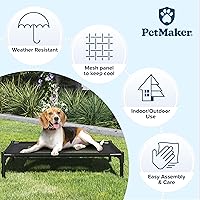 Vista 3 de Elevated Dog Bed - 30x24-Inch Portable Pet Bed with Non-Slip Feet - Indoor/Outdoor Dog Cot or Puppy Bed for Pets up to 50lbs by PETMAKER (Black)