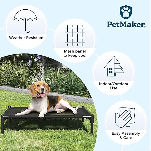 Miniatura 3 de PETMAKER - Cama elevada portátil para perroscachorrosmascotas de hasta 50 libras, mide 30 x 24 pulgadas, con patas antideslizantes, tipo catre para