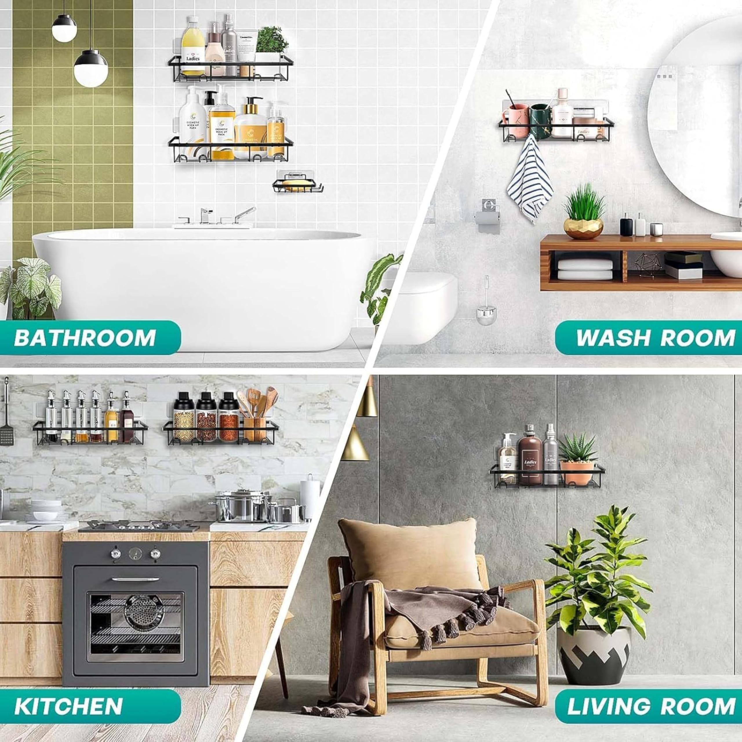 Stainless Steel Bathroom Shelf - Self Adhesive Organizer -7