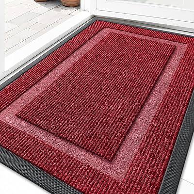 OLANLY Front Door Mat Indoor Outdoor Entrance, Waterproof All-Season, All-Weather Doormat, Sturdy Natural Rubber, Fade Resistant, Low Profile, Easy Clean Patio Porch Entryway Mat, 71x23, Green