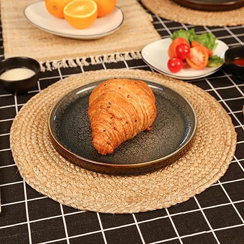 Miniatura 3 de Eco Crave Juego de 6 manteles individuales redondos de yute, naturales de 13 pulgadas, estilo bohemio, rústico, tejido a mano para decoración de