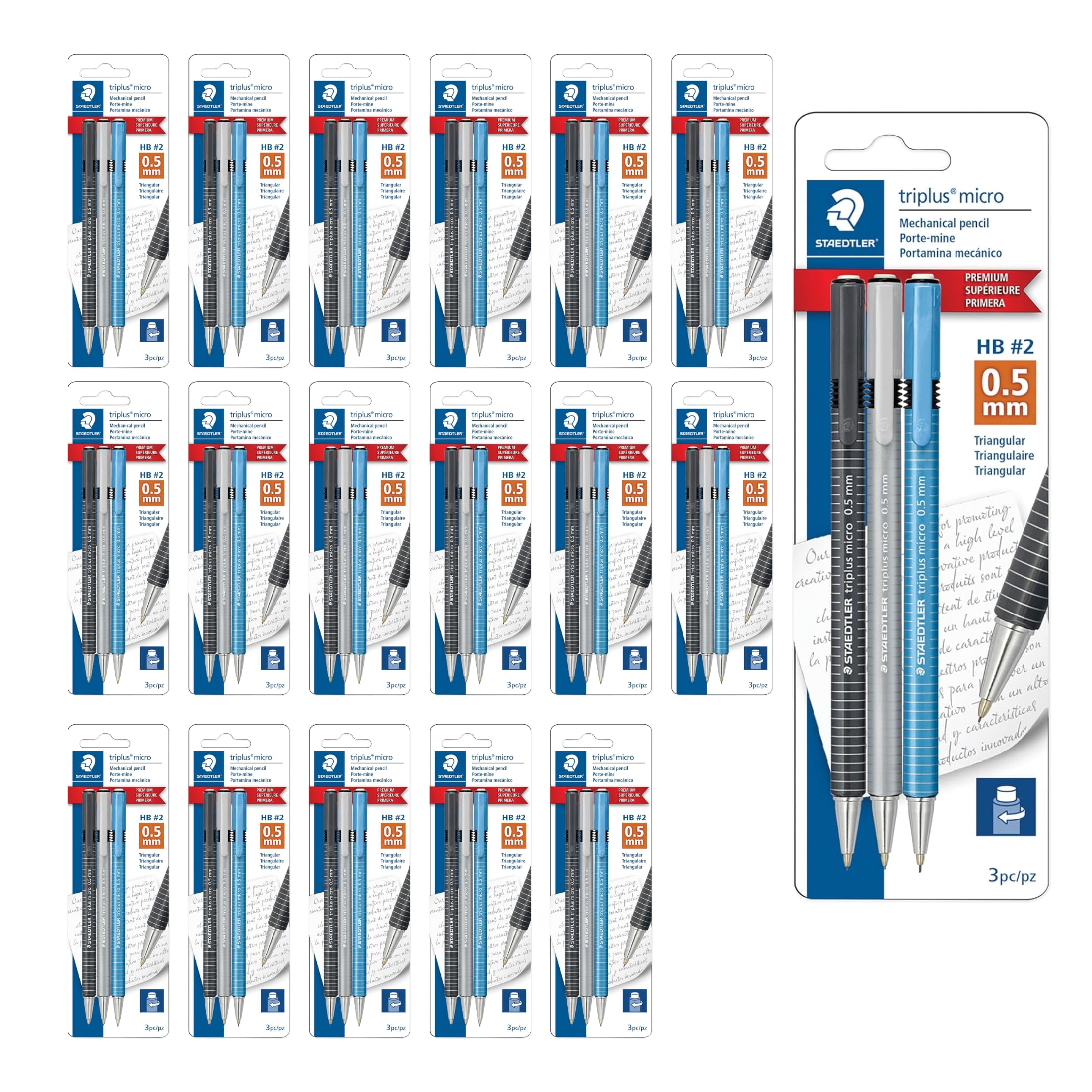 STAEDTLER Triplus Micro - Matite meccaniche da 0,5 mm, confezione da 18, 54 pezzi