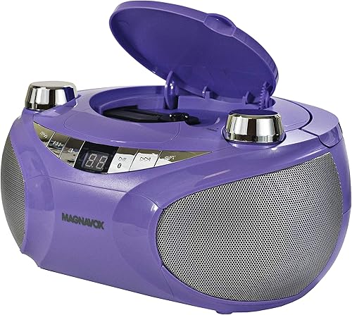 Miniatura 6 de MAGNAVOX MD6949-PL Boombox de CD portátil de carga superior con radio estéreo AMFM y tecnología inalámbrica Bluetooth en morado  Compatible con