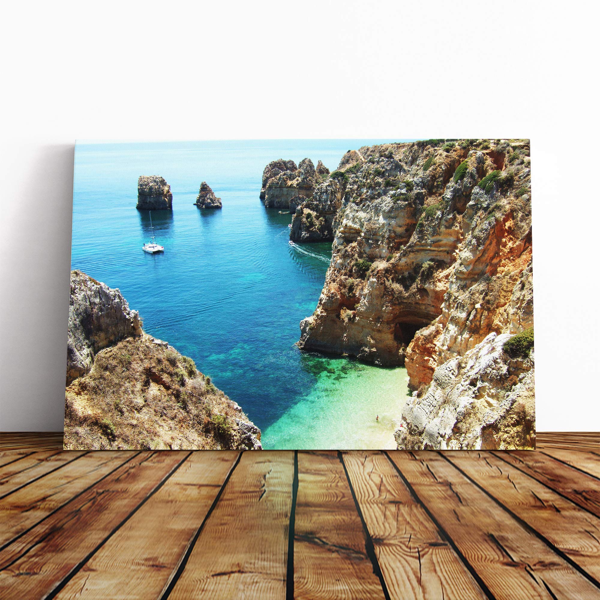 Seascape Coast Portugal (2) Canvas Print | Gallery Wrapped 30mm Frame Wall Art | 24x16 inches | Ready to Hang | Modern Seascape Picture | Living Room Bedroom Lounge Office