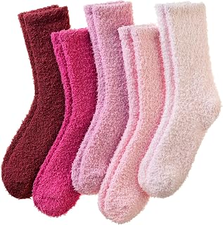 DoSmart Womens Fuzzy Socks 5-Pair Pack, Soft Plush Microfiber Winter Warmth