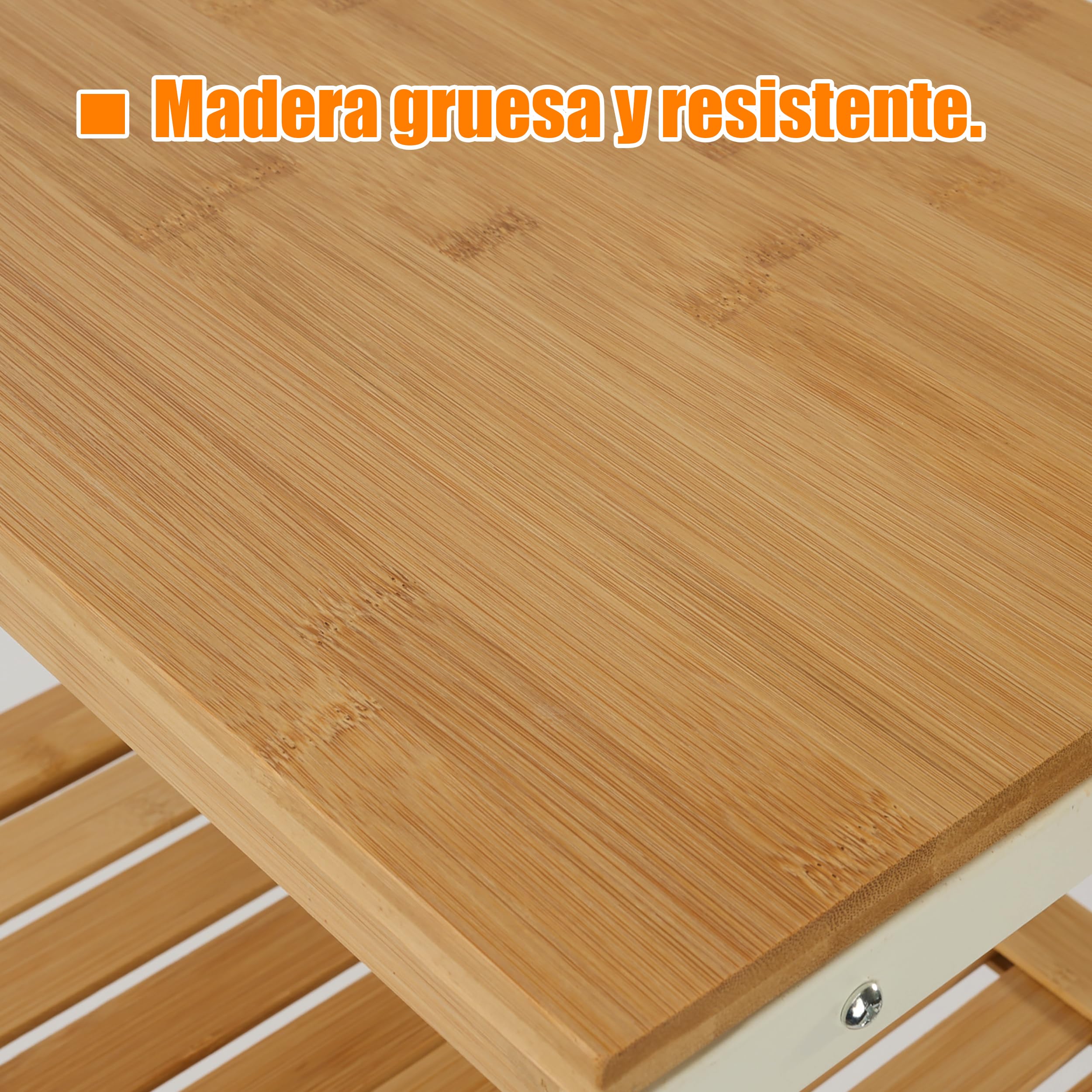 XZ-22118-2 Estantería de Bambú con Marco de Metal de 2 Niveles 40x40x30cm Desmontable - Estantería Organizador para Baño, Salón, Dormitorio de 2 Estantes