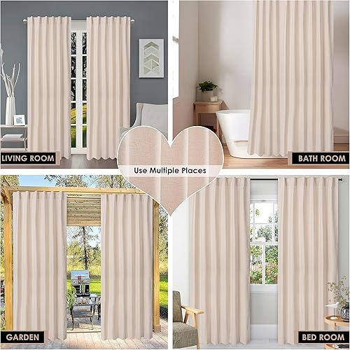 Miniatura 4 de Cortinas de granja de 50 x 84 pulgadas, cortinas de baño, cortinas de ventana de baño, cortina blanca de 84 pulgadas, cortinas de algodón, cortinas