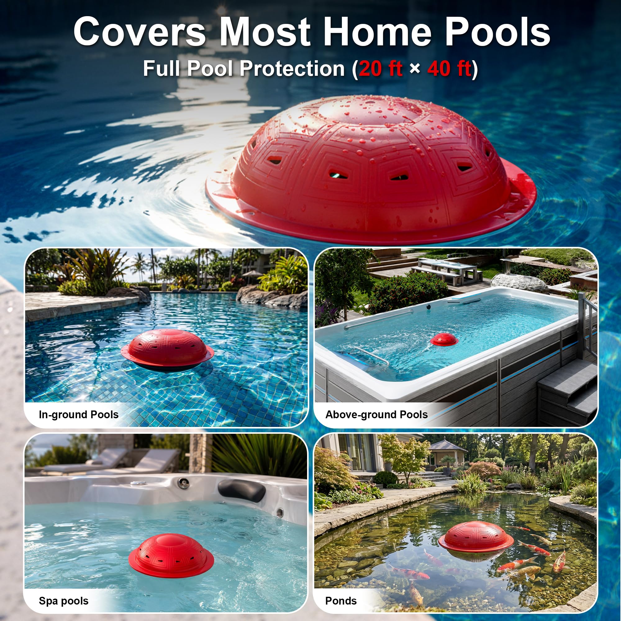 Allarme per piscina, allarme di sicurezza per piscine interrate e fuori terra, sensibilità regolabile, allarme 85 dB+, protezione per bambini e animali domestici (rosso)