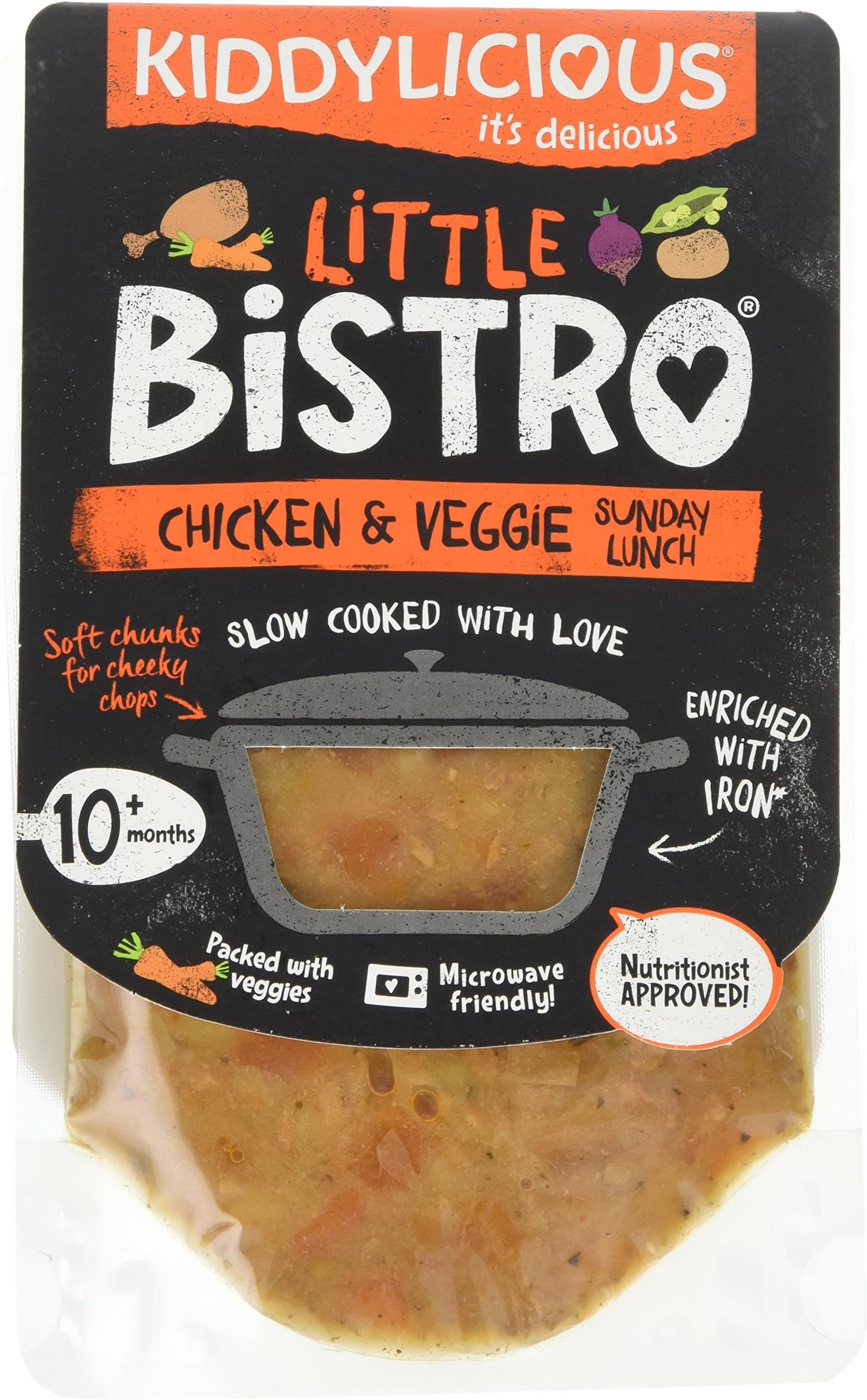 Kiddylicious Little Bistro Chicken & Veggie Sunday Lunch Stage 3 180g - Pack of 8