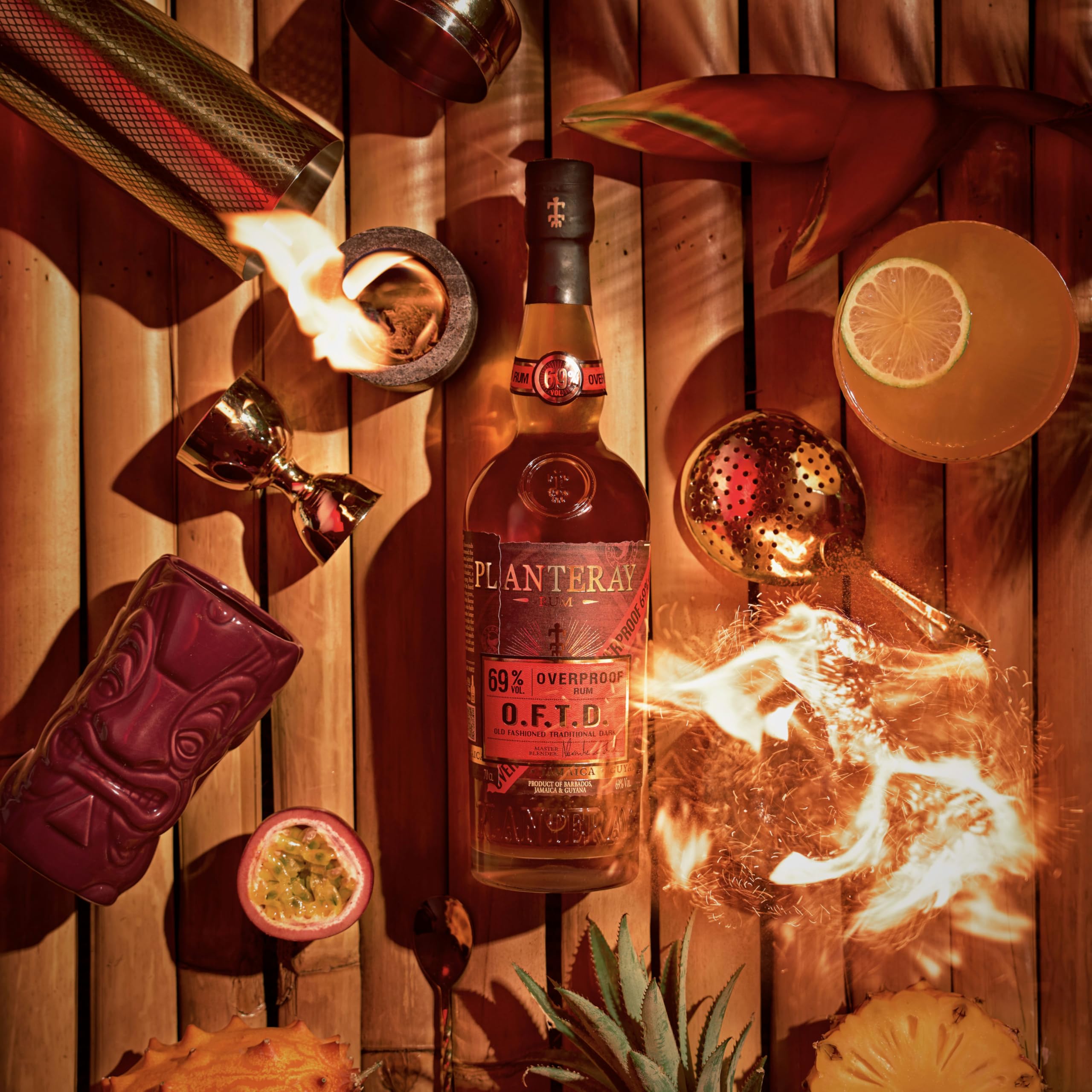 PLANTERAY RUM - (Ex Plantation) - Old Fashioned Traditional Dark - Rhum Ambré Overproof - Origine : Caraïbes - Notes de Café, Vanille & Caramel - 69 % Alcool - 70 cl