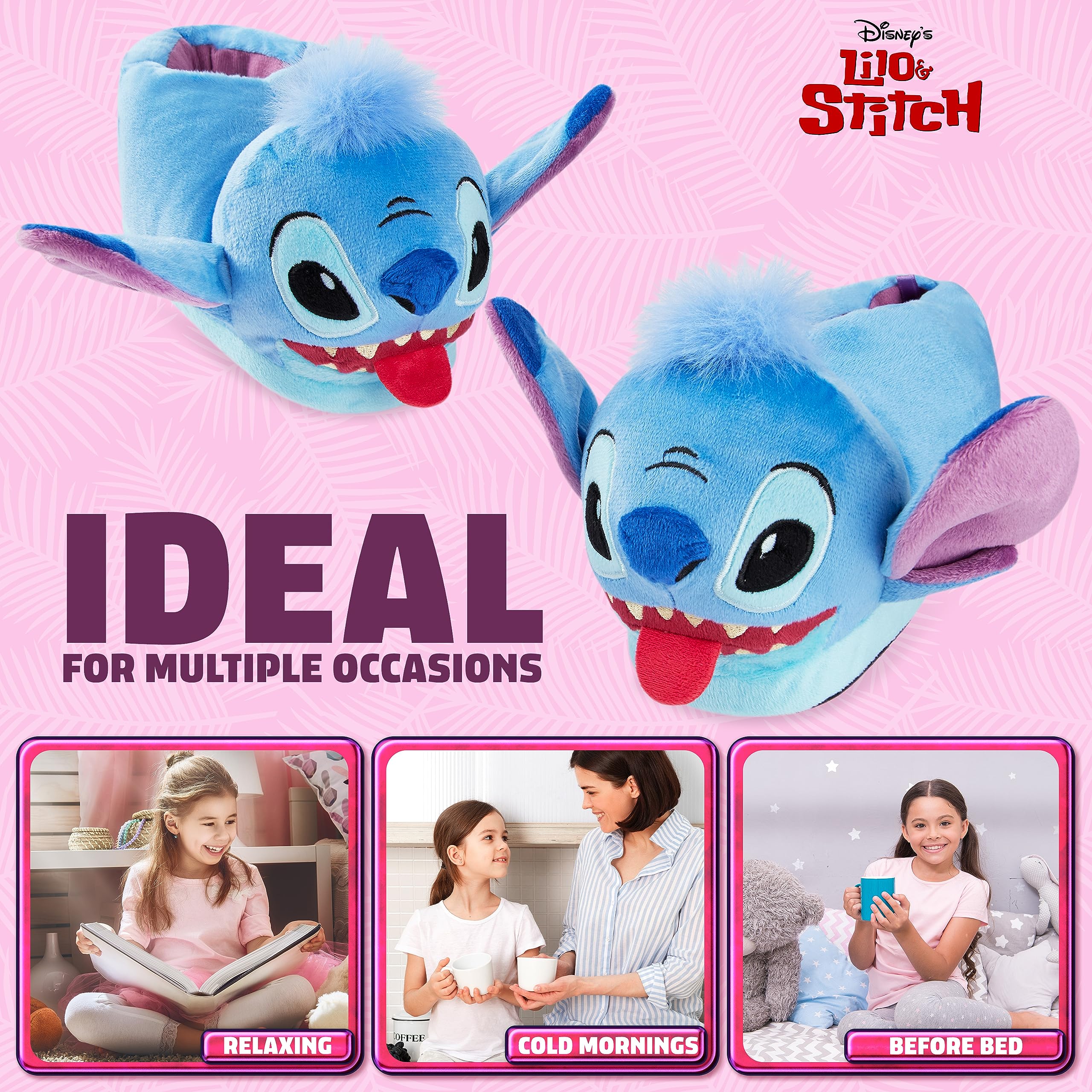 Disney Chaussons Enfant Fantaisie Pantoufle Chaude Peluche Chausson Rigolo Mixte Idée Cadeau Stitch Baby Yoda