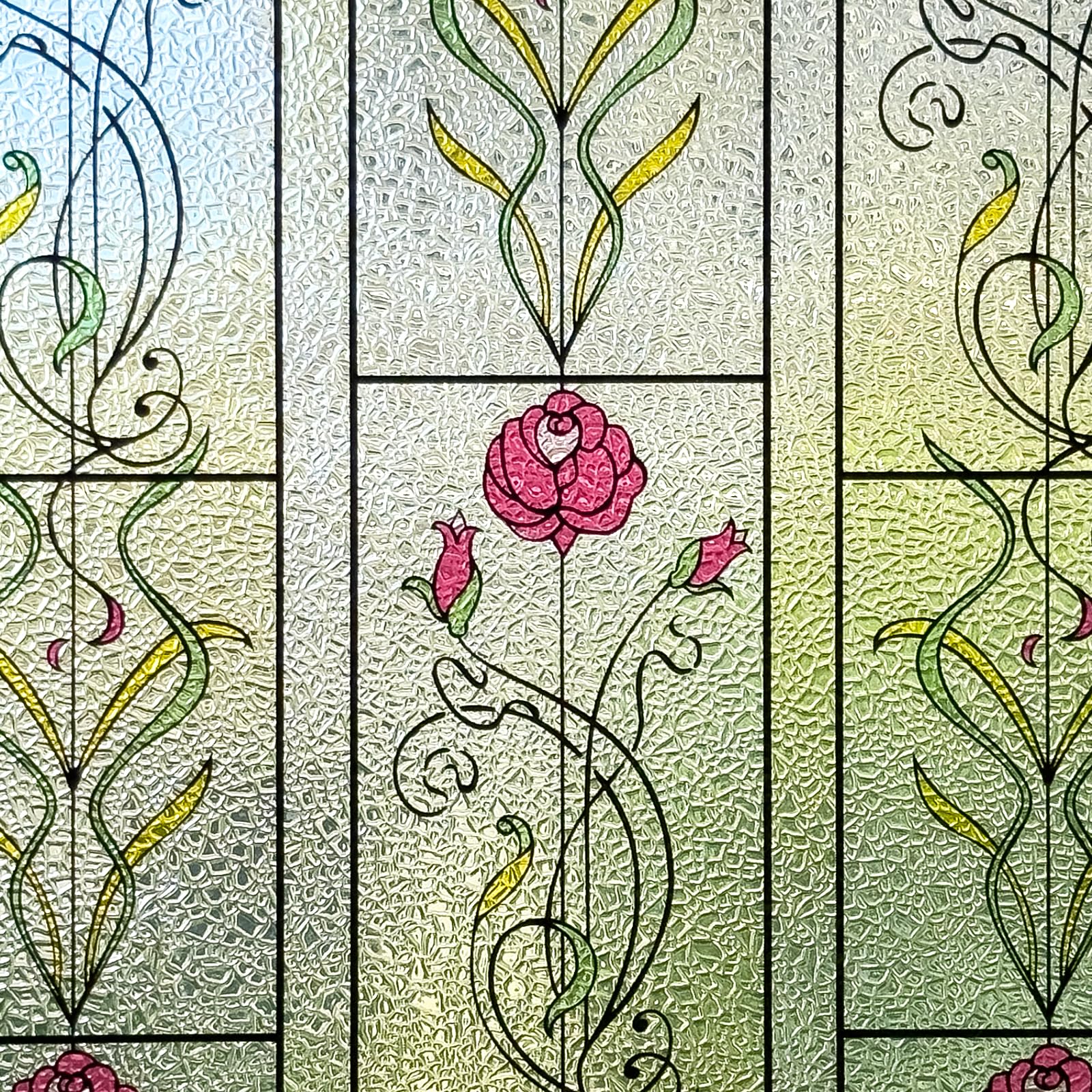 KESPEN WINDOW FILMS Film de confidentialité pour fenêtre – Film décoratif pour fenêtre en verre dépoli avec fleur de rose – Autocollant statique non adhésif pour verre – Contrôle de la chaleur pour la