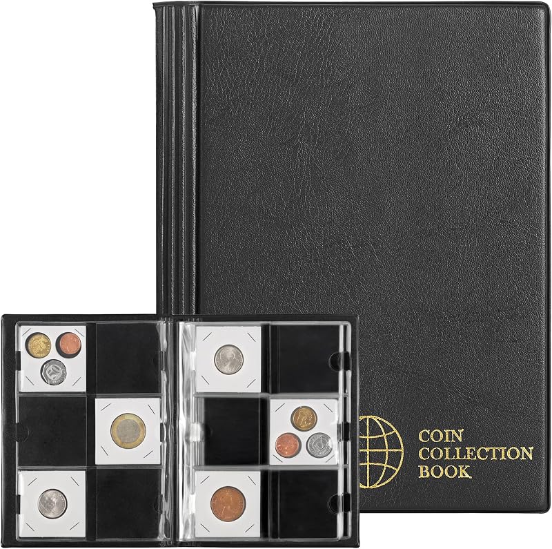 Coin Flip Holder Albums - 60 Pockets 2x2 inches Black | Uncle Paul Coin Storage Books for Coin Cardboard Collection Holders CS36BK