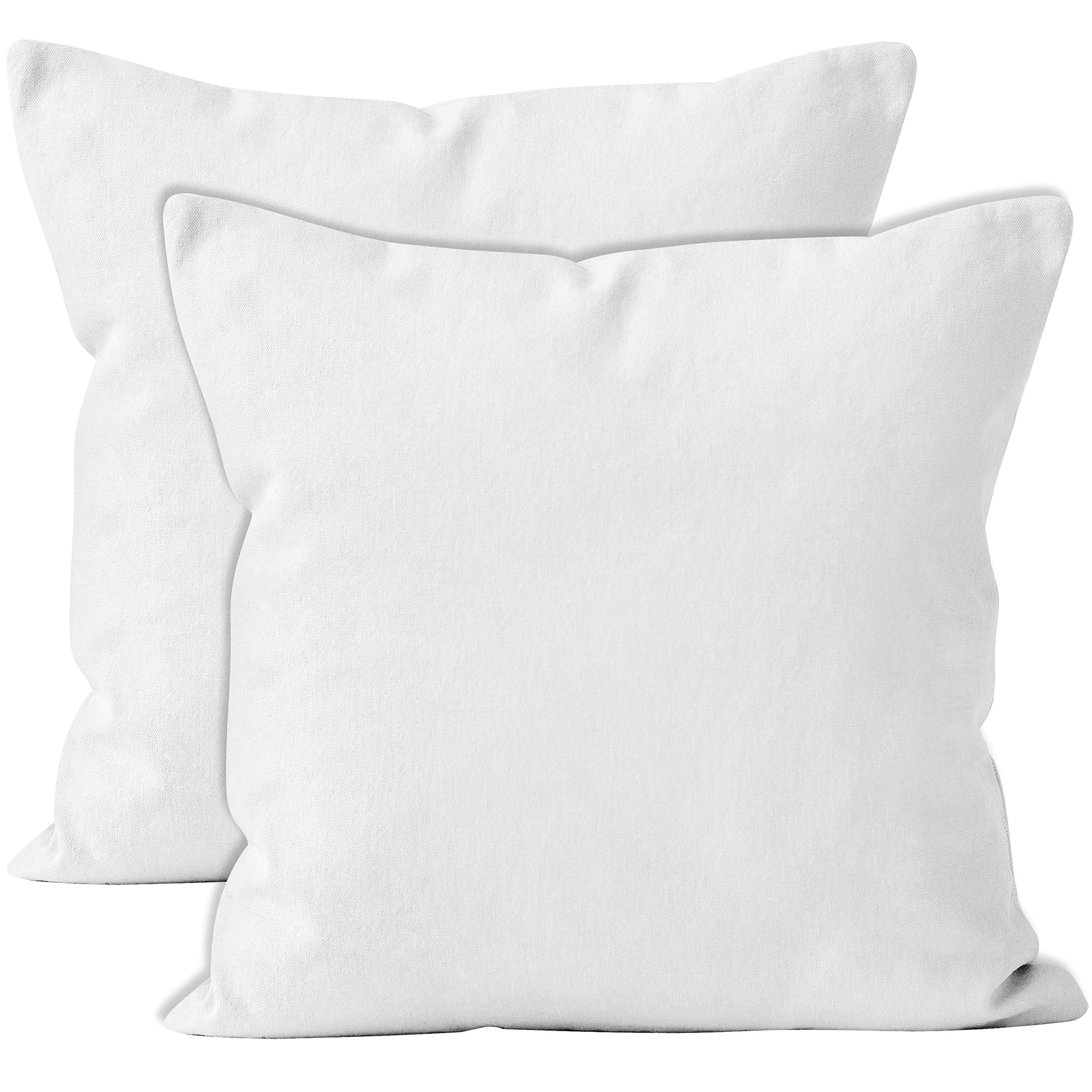 Encasa XO Cotton Throw Pillow Covers Set of 2 I 24x24 in (60x60 cm) - White I No Insert I Plain Square Pillowcases I Machine Washable | Indoor Use Only