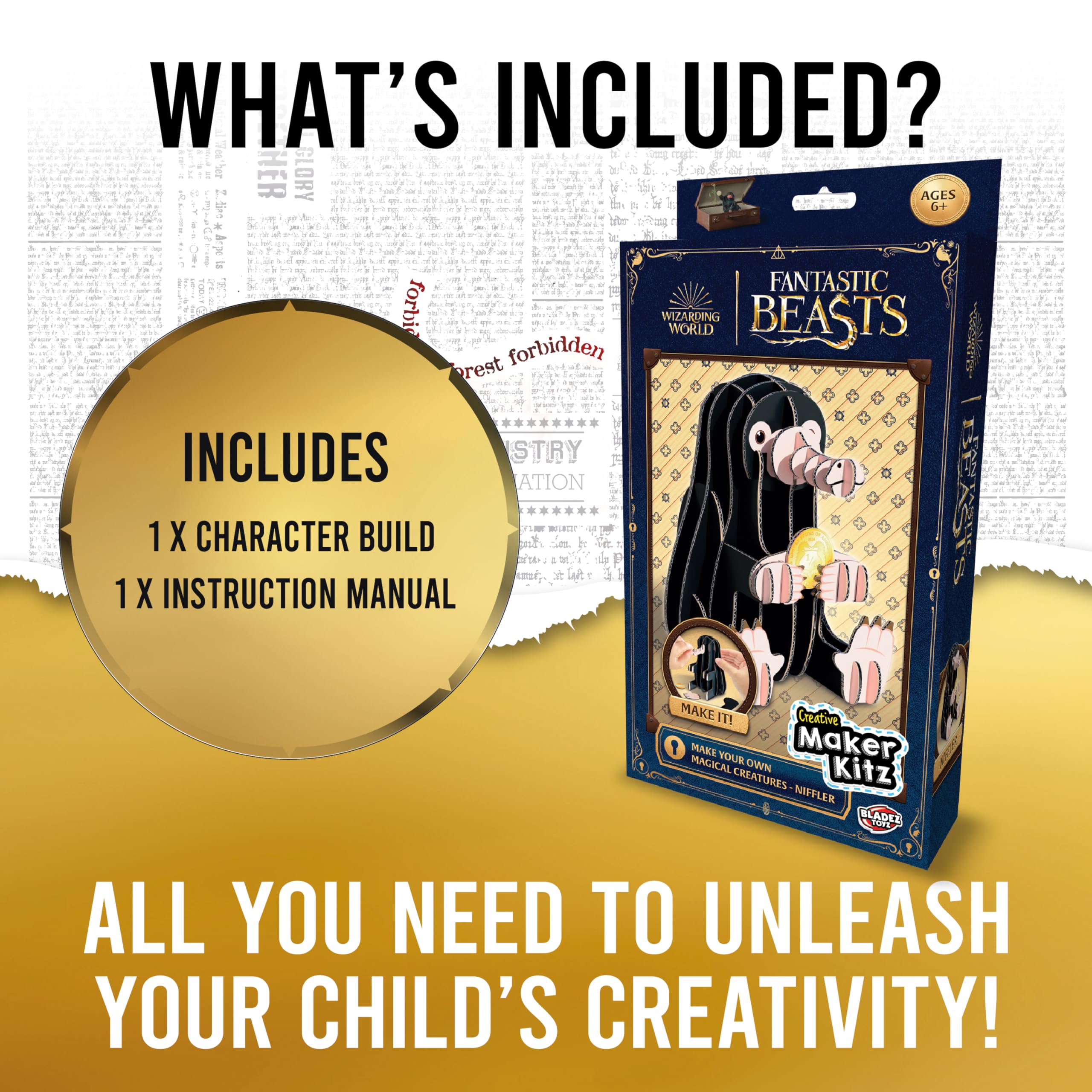 BLADEZ Harry Potter Toyz Make Your Own Niffler Set-Build & Display Craft Kit for Kids-Perfect Harry Potter Gifts with Eco-Friendly Design & Easy Assembly - Image 4