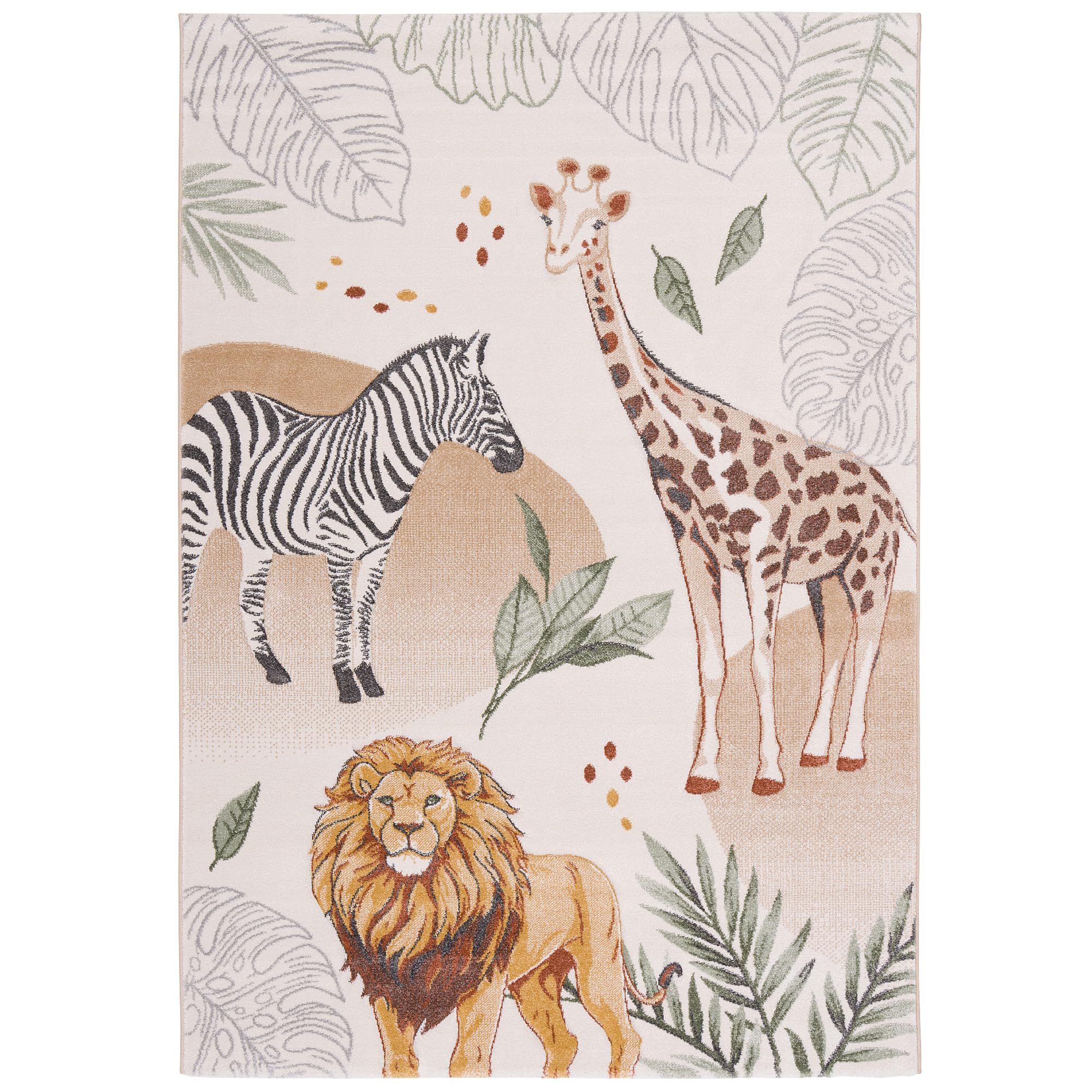 Pergamon Tapis Enfant Maui Kids Dinosaures Vert Bleu - Tapis Doux de Jeu avec Motifs de Dinosaures pour Chambre d'enfant et Salle de Jeux, Facile à Nettoyer et Couleurs Vives