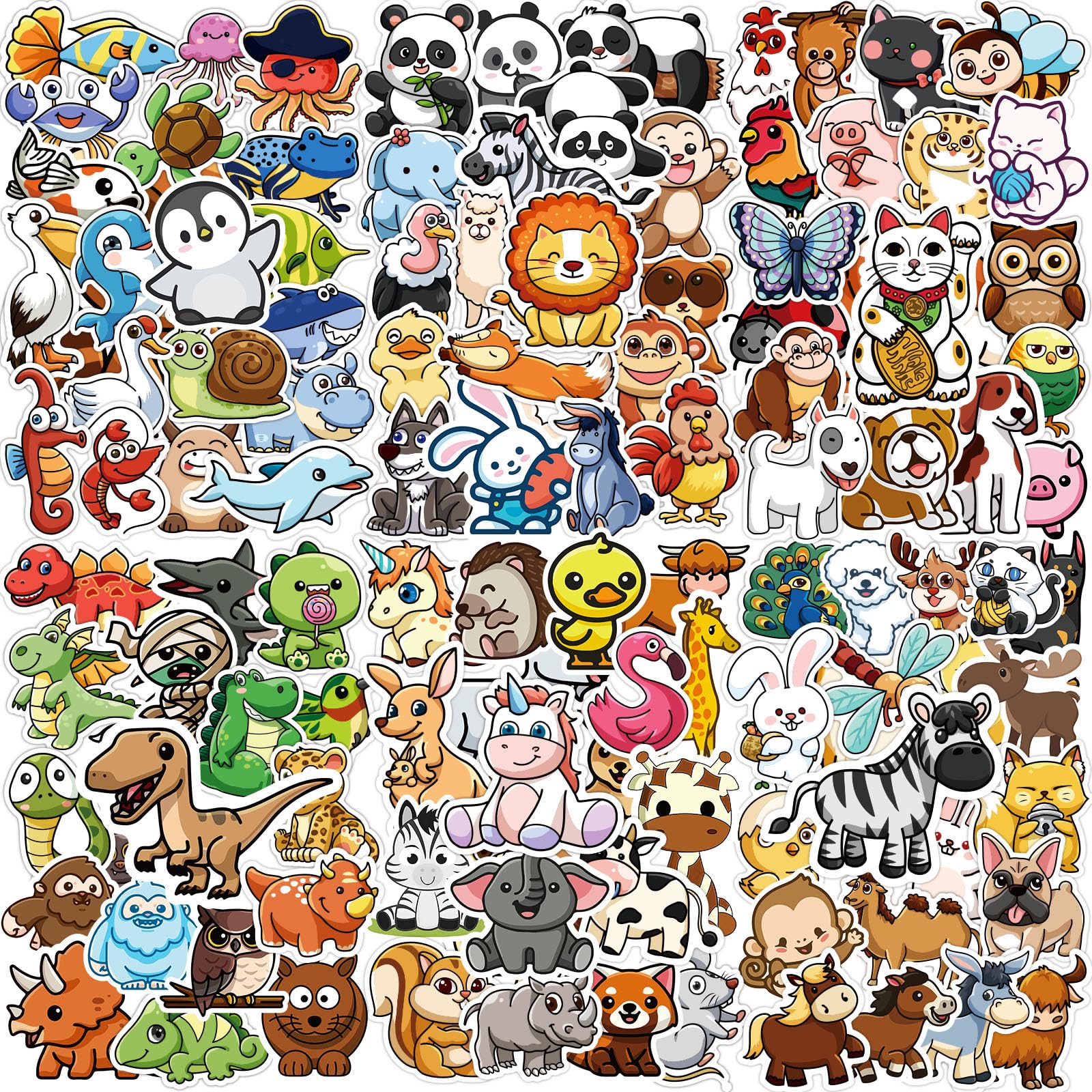 300 Pcs Animal Stickers for Children, Kawaii Cute Sticker Pack, Teacher Reward Prizes for Kids, Waterproof Vinyl Stickers for Scrapbook Journal Skateboard Suitcase Guitar Water Bottle Laptop Diary etc