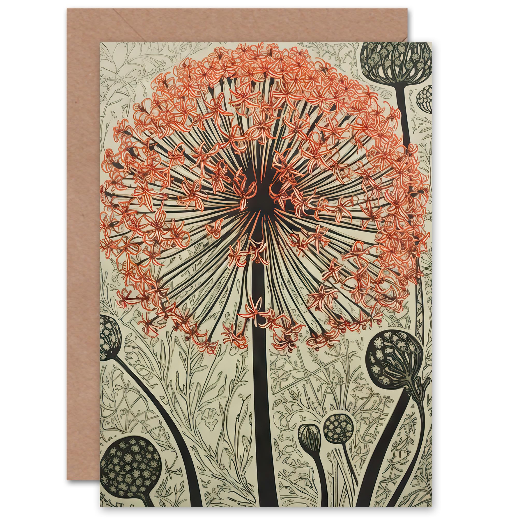 Artery8 Greeting Card - Allium Flower Bloom - Orange