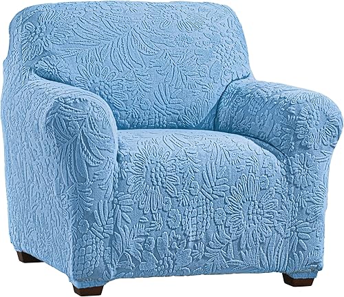Collections Etc Funda elástica para muebles con diseño tropical en relieve Silla azul