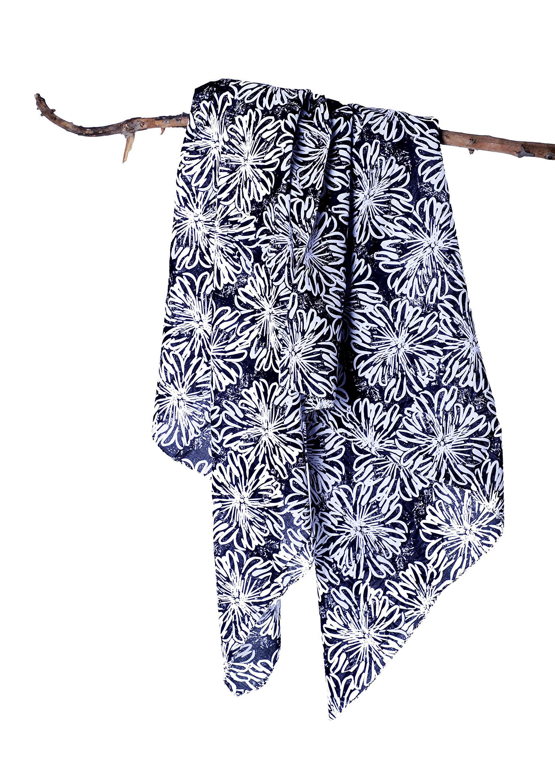 Contrast LivingBhopil Women's Cotton Printed Square Size Scarf (Multicolour, 100x100 cm)