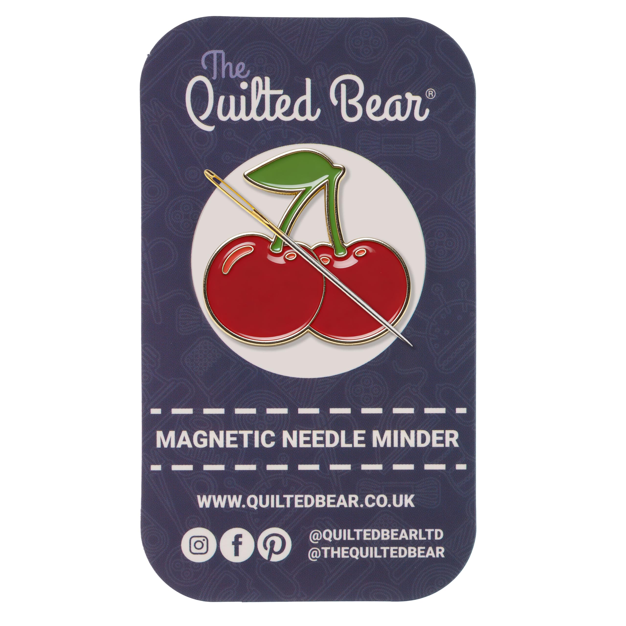 The Quilted Bear Cherry Magnetic Needle Minders – Enamel Needle Keeper For Sewing, Embroidery & Cross Stitch Accessories | Secure Holder For Sewing Pins & Needles (Cherry)