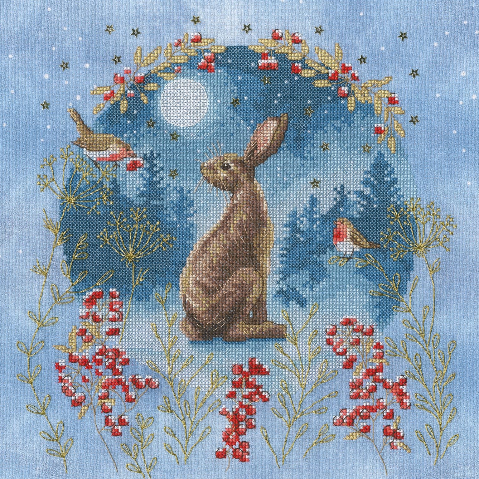 Bothy Threads Midnight Moongazer - Hare Counted Cross Stitch Kit by Jane Sunner