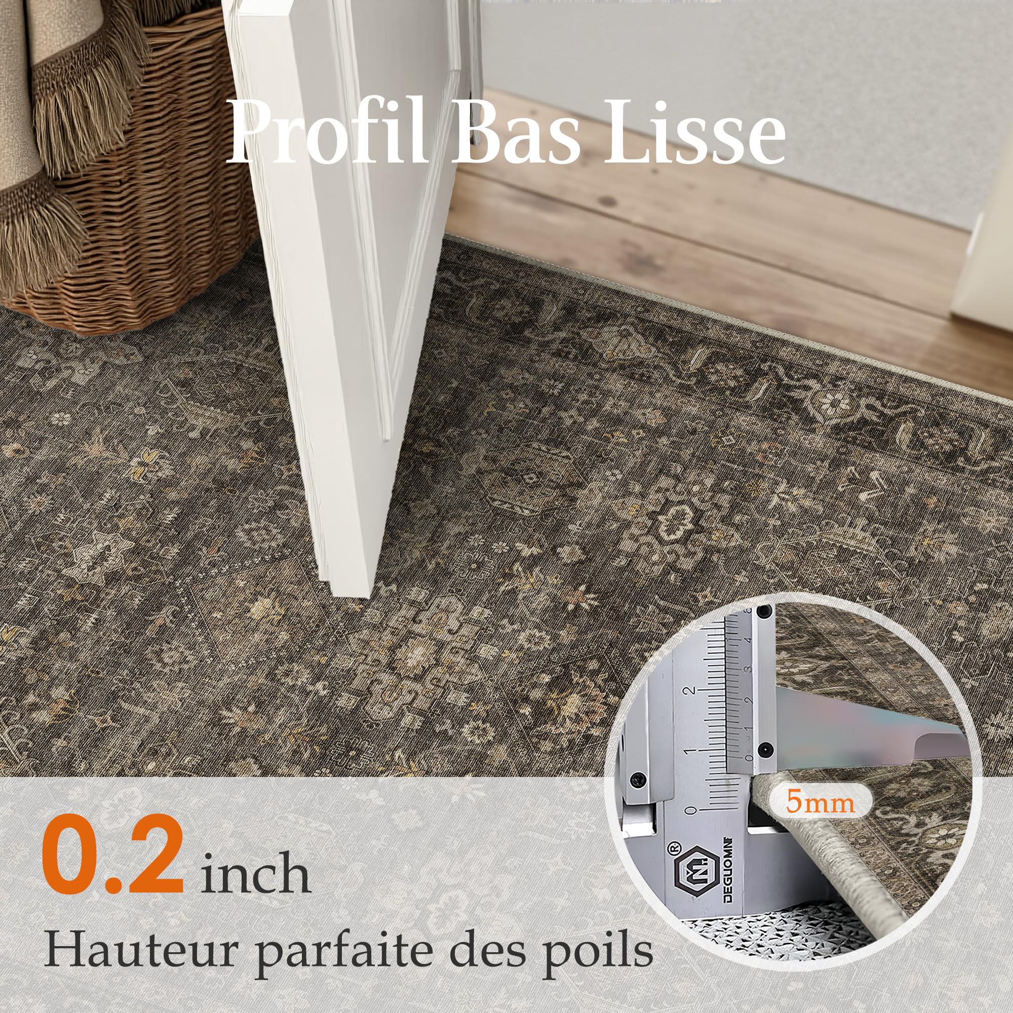 PureCozy Vintage Marron Tapis Salon 120x170cm Chambre AntidéRapant