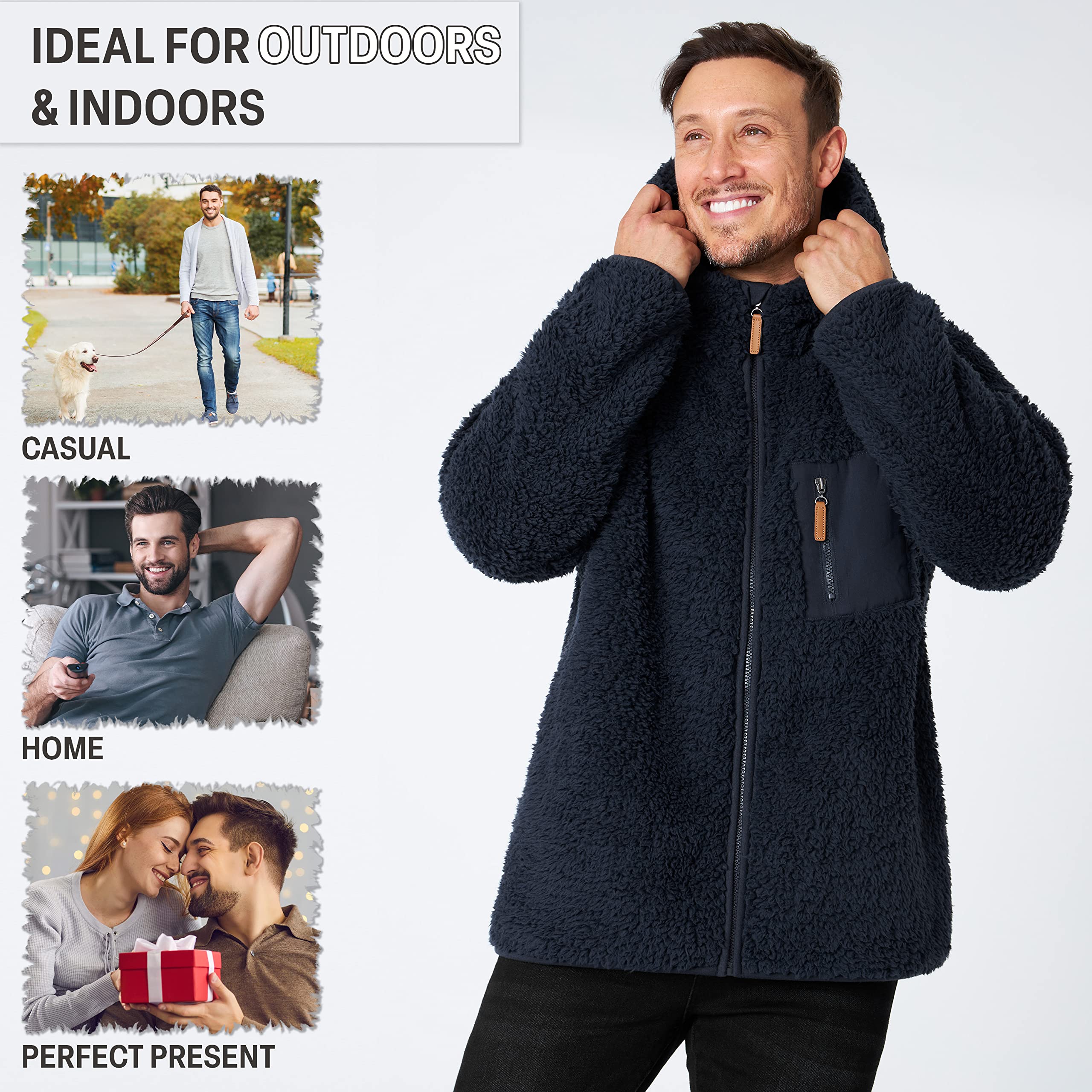 CityComfort Felpa Uomo con Zip, Felpa Invernale in Pile Teddy