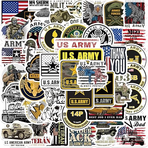 50 calcomanías del ejército de Estados Unidos, calcomanías militares para botellas de agua, portátiles, maletas, monopatines, autos, regalos