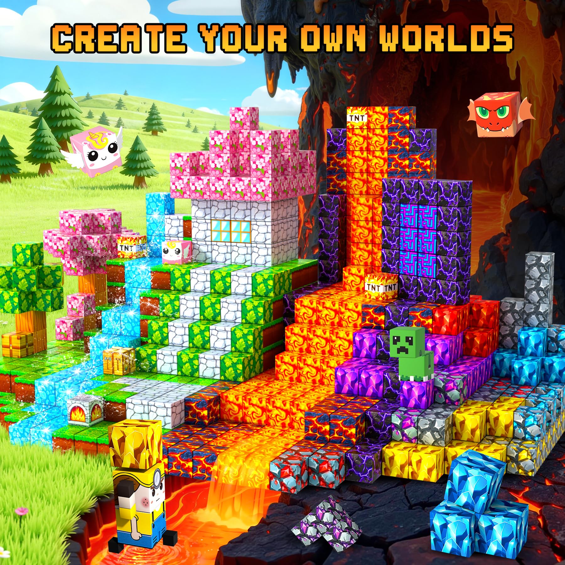 LUVTOY Costruzioni Magnetiche per Bambini - 150 Pezzi Costruzioni cubi magnetici per Bambini - Giochi blocchi Magnetici per Bambino 3 4 5 6 7 8 9 10 Anni - Pasqua Regali di Compleanno 3-10 Anni Natale