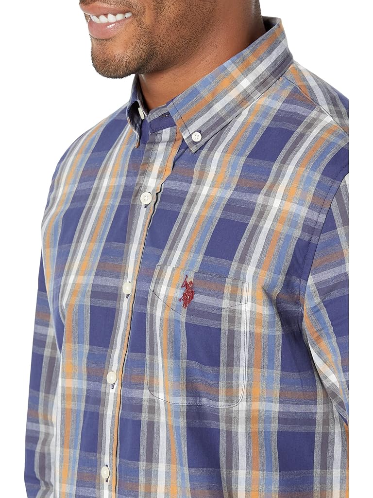 U.S. POLO ASSN. Long Sleeve Yarn-Dye Peached Poplin Woven Shirt