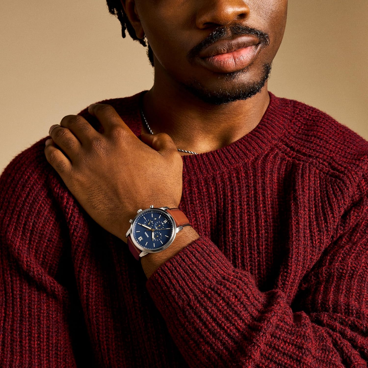 Fossil Men's Neutra Quartz Stainless Steel and Leather Chronograph Watch - Image 5