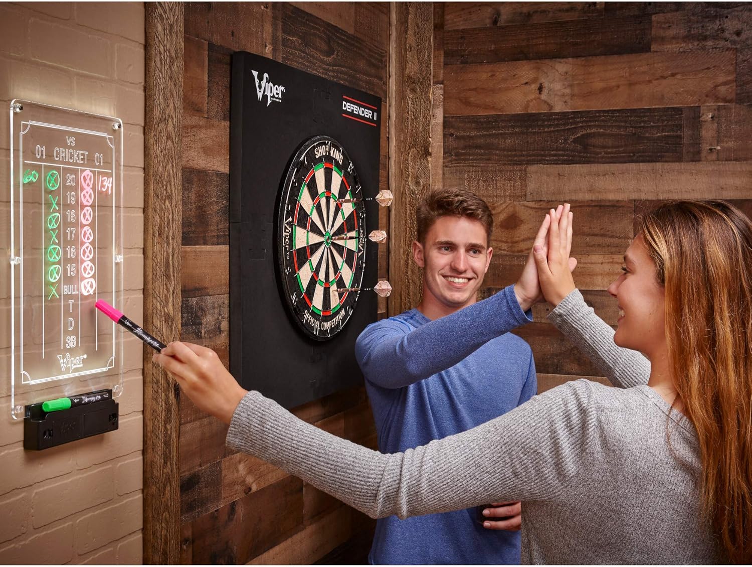 Illuminated Rectangular Dart Scoreboard with Grease Pencils
