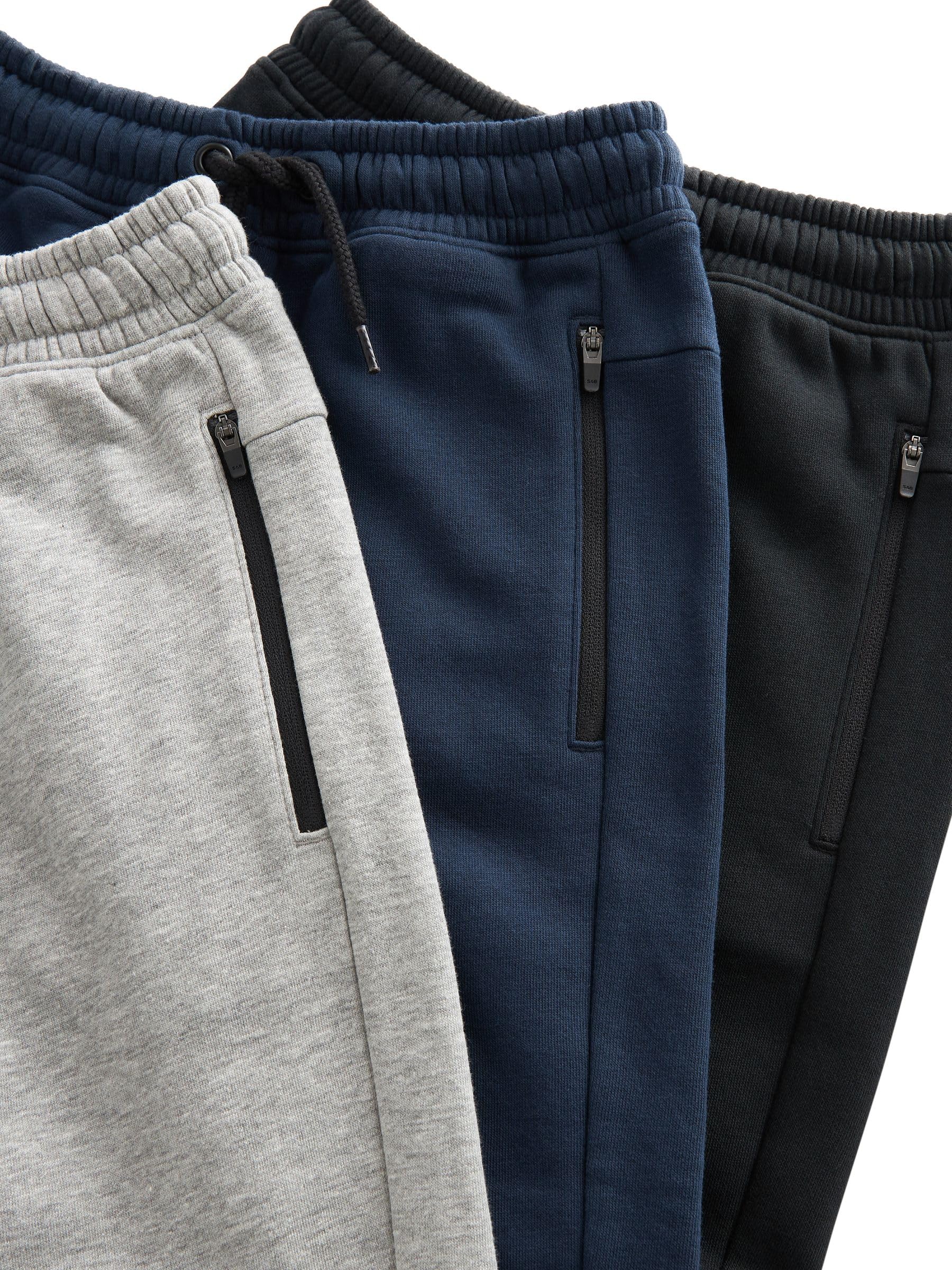 NEXT Ragazzo Confezione da 3 Pantaloni da Jogging Slim con Zip