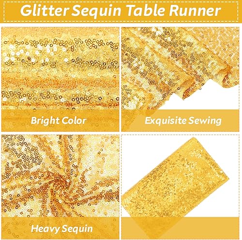 Miniatura 3 de 6 manteles redondos de plástico de 84 pulgadas y 6 piezas de camino de mesa de lentejuelas con purpurina de 12 x 108 pulgadas, mantel circular