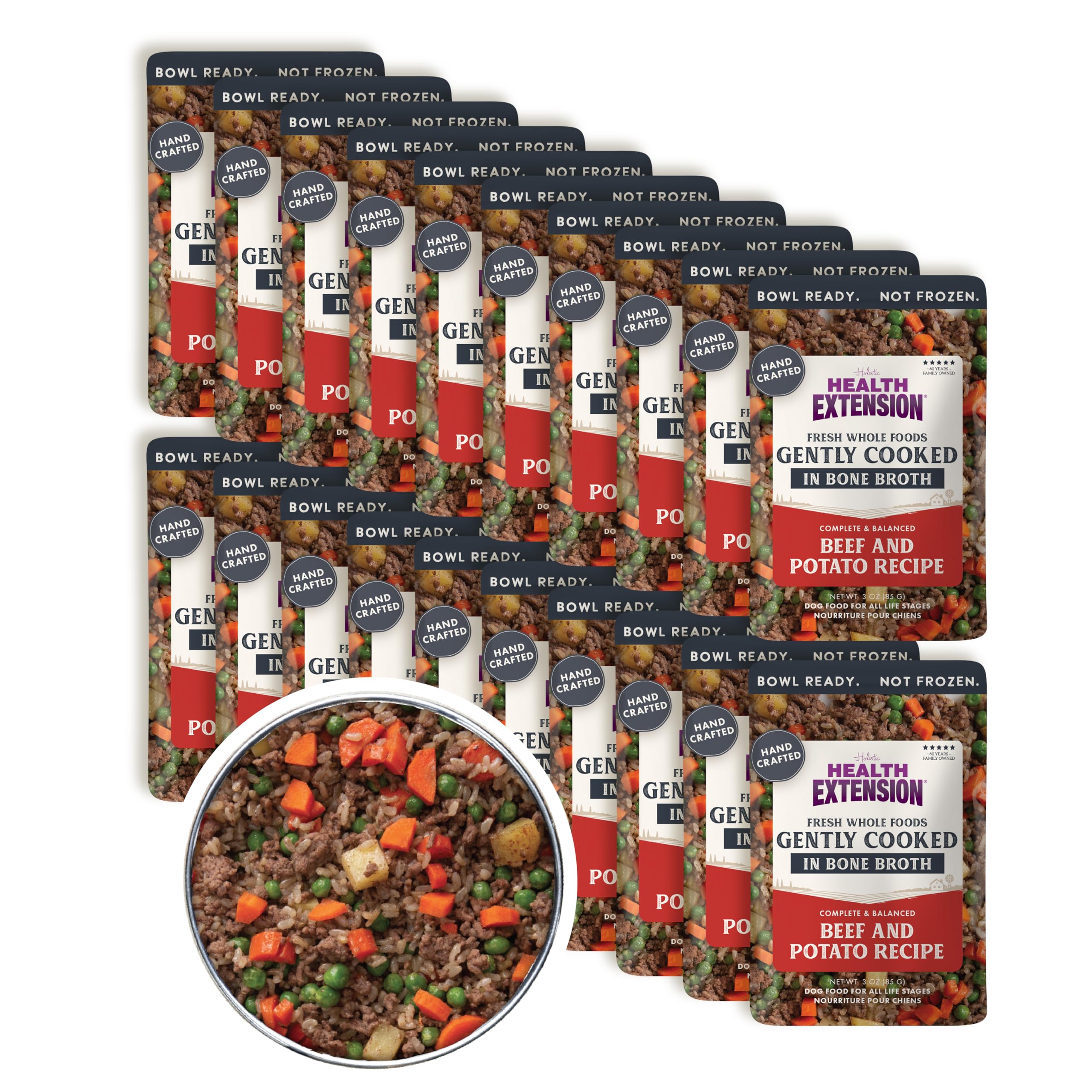 Health Extension Gently Cooked Beef & Potato Dog Food, Human-Grade and Shelf-Stable with Superfoods, Supports Digestion, Immunity, Skin & Coat, 3 oz