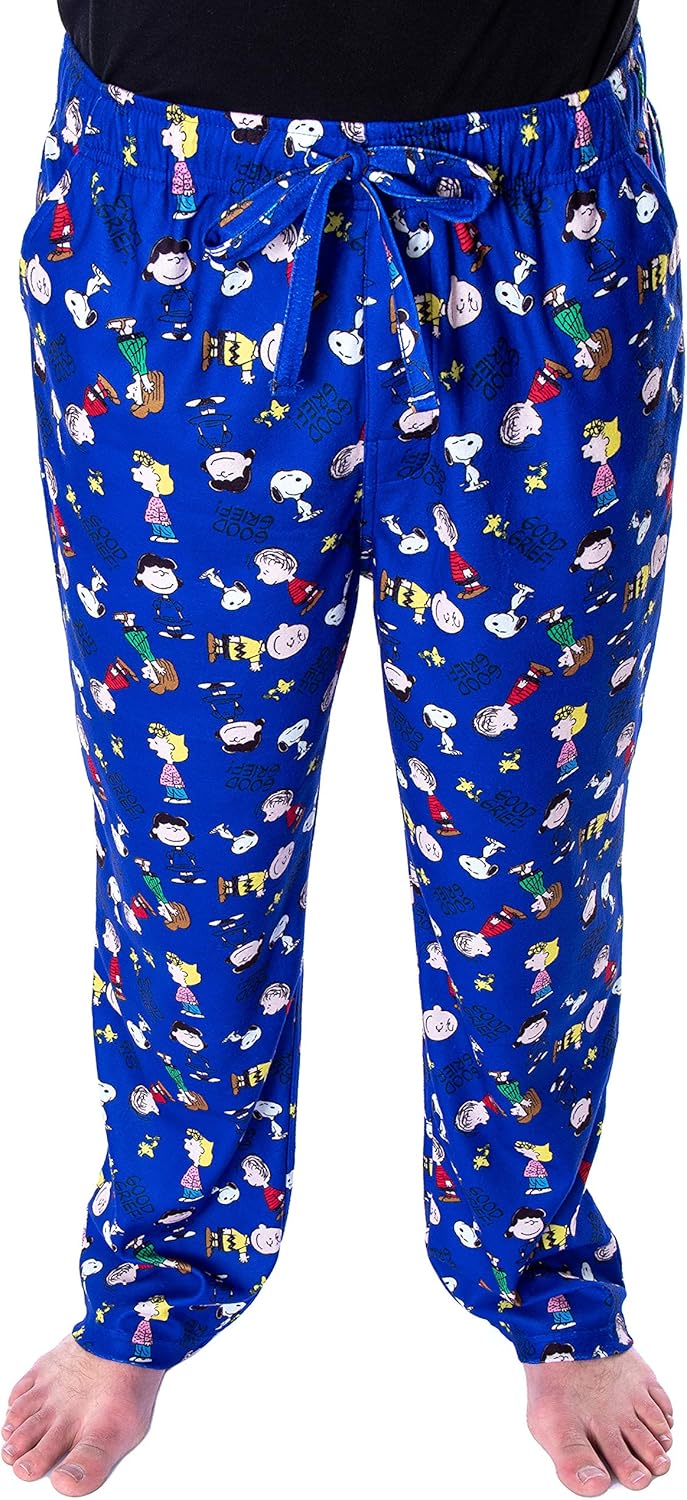 INTIMO Peanuts Men's Good Grief! Allover Character Pattern Loungewear Sleep Pajama Pants