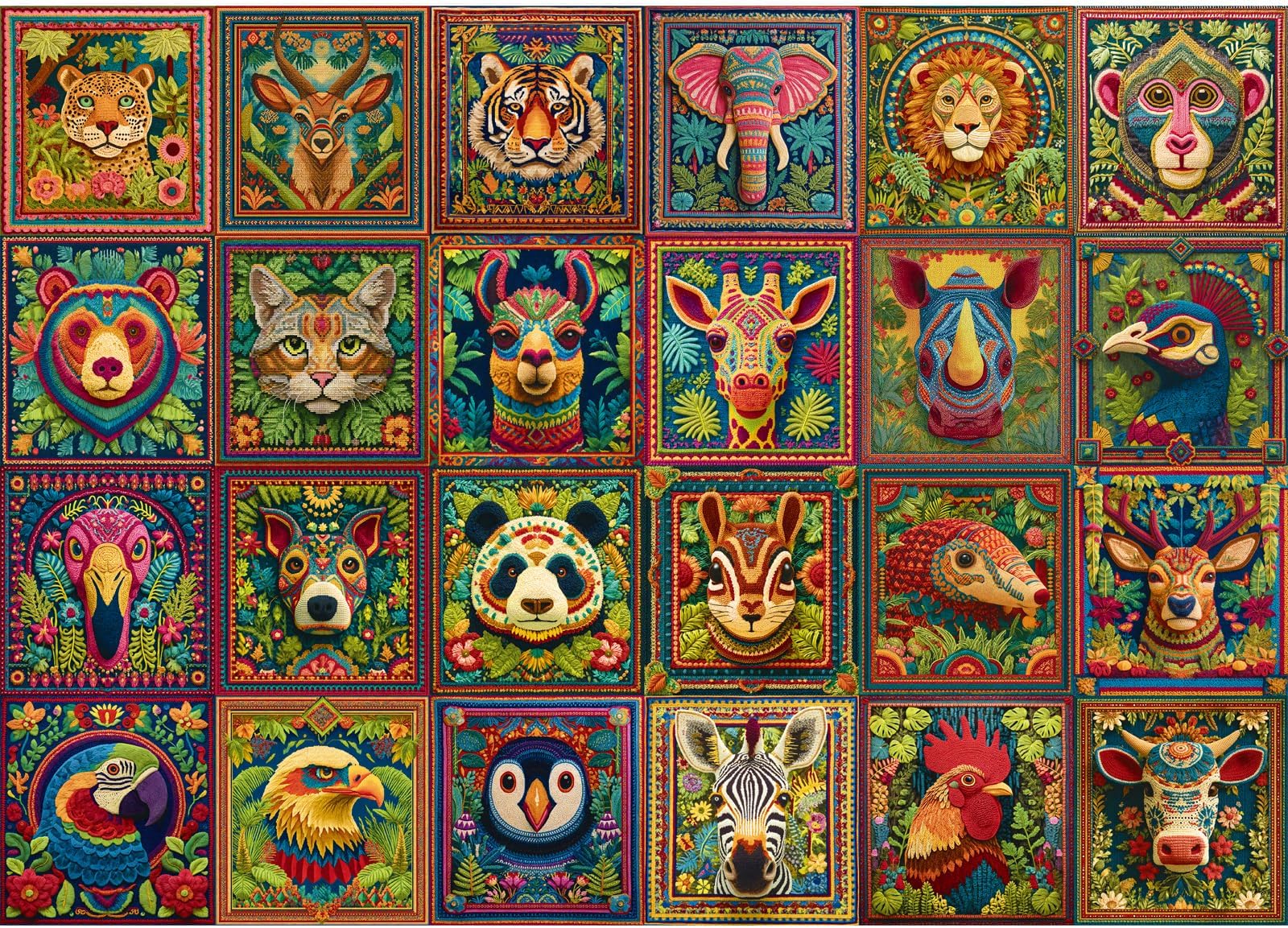 HUADADA Puzzles for Adults 1000 Pieces,Challenging Game Toys, Puzzles 1000 Pieces,Impossible Puzzle, Family Decoration Puzzle-Knitted Animals