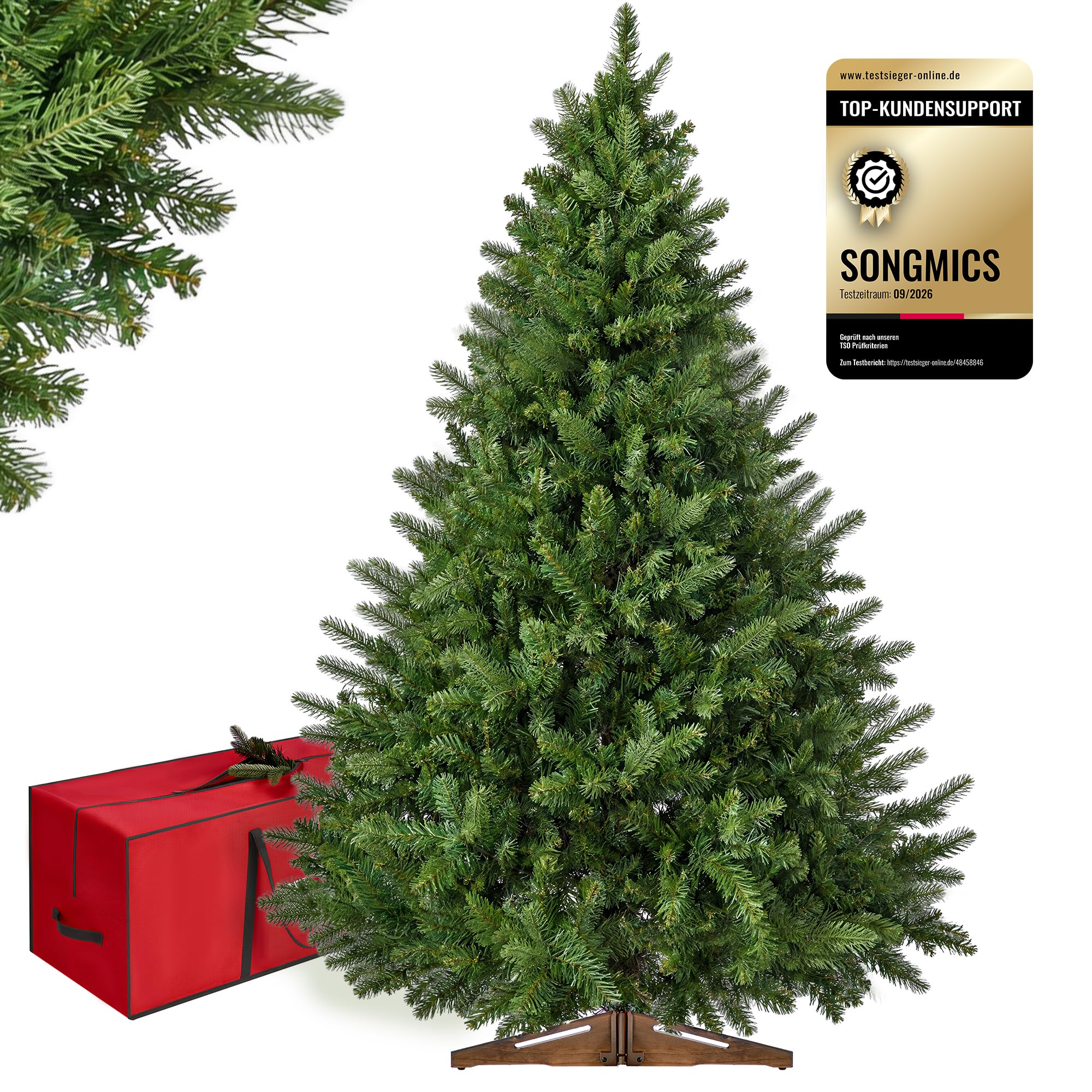 SONGMICS Künstlicher Weihnachtsbaum 180 cm PE PVC Holzständer