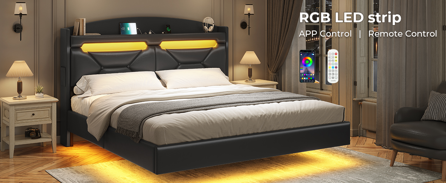 Amazon.com: ADORNEVE Floating Bed Frame Full with Hidden
