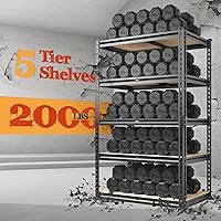 Vista 2 de REIBII Estantería de garaje de 2000 libras, estantes de almacenamiento resistentes, estantes de metal ajustables de 5 niveles, estante