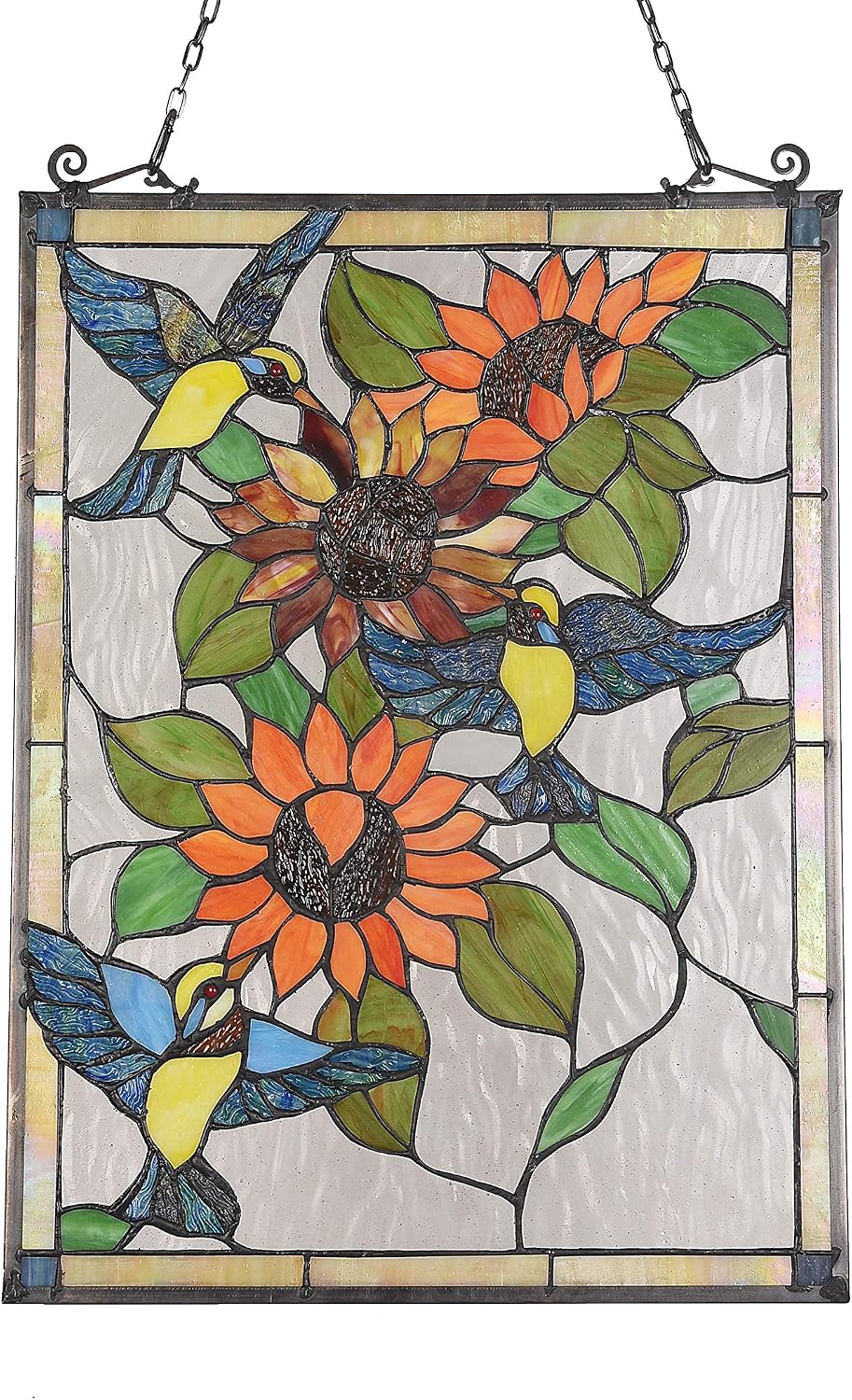Animal Tiffany-Glass Window Panel 24" Tall