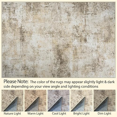 Miniatura 9 de Alfombra de área para sala de estar: alfombra lavable de 5 x 7 con respaldo antideslizante, no desprende pelo, resistente a las manchas, plegable