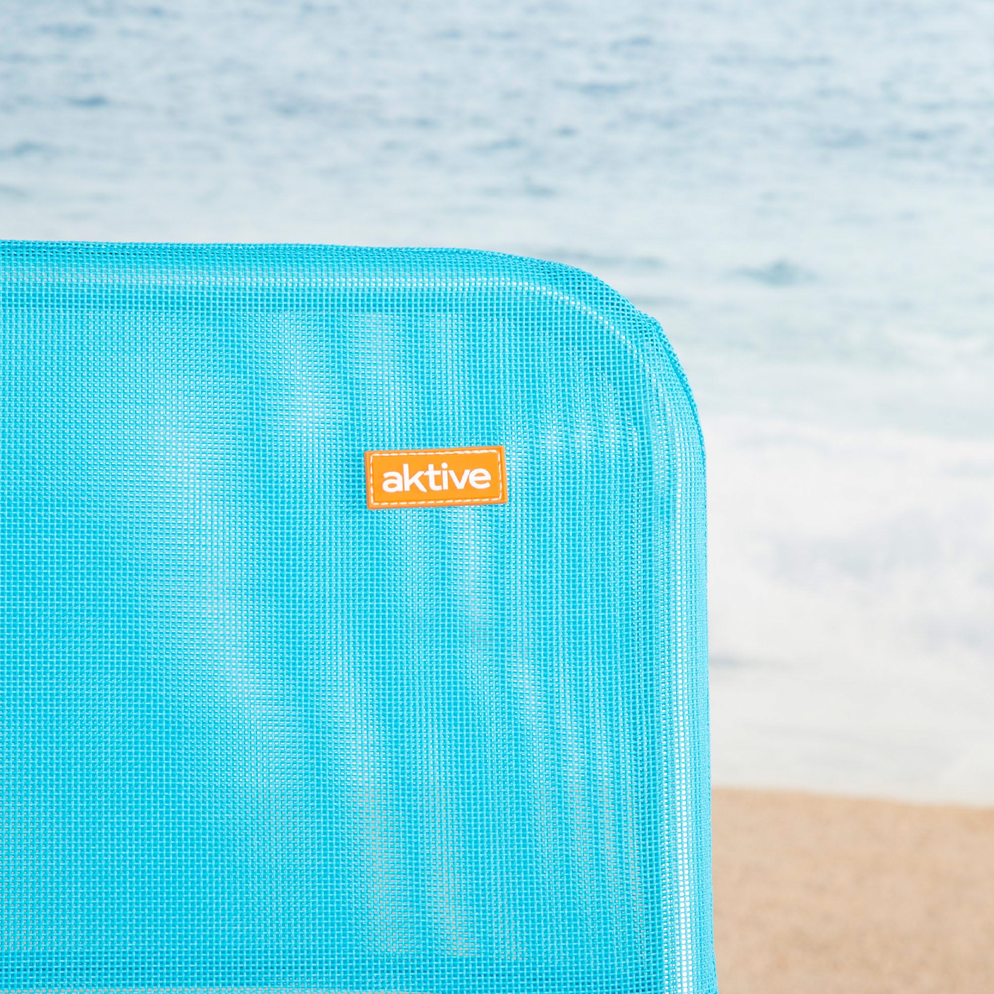 AKTIVE Pack 2 Sillas de Playa Plegables 44x40x72 cm, Estructura de Aluminio, Textileno Transpirable, hasta 110 kg, Plegables con asa, Azul (85526)