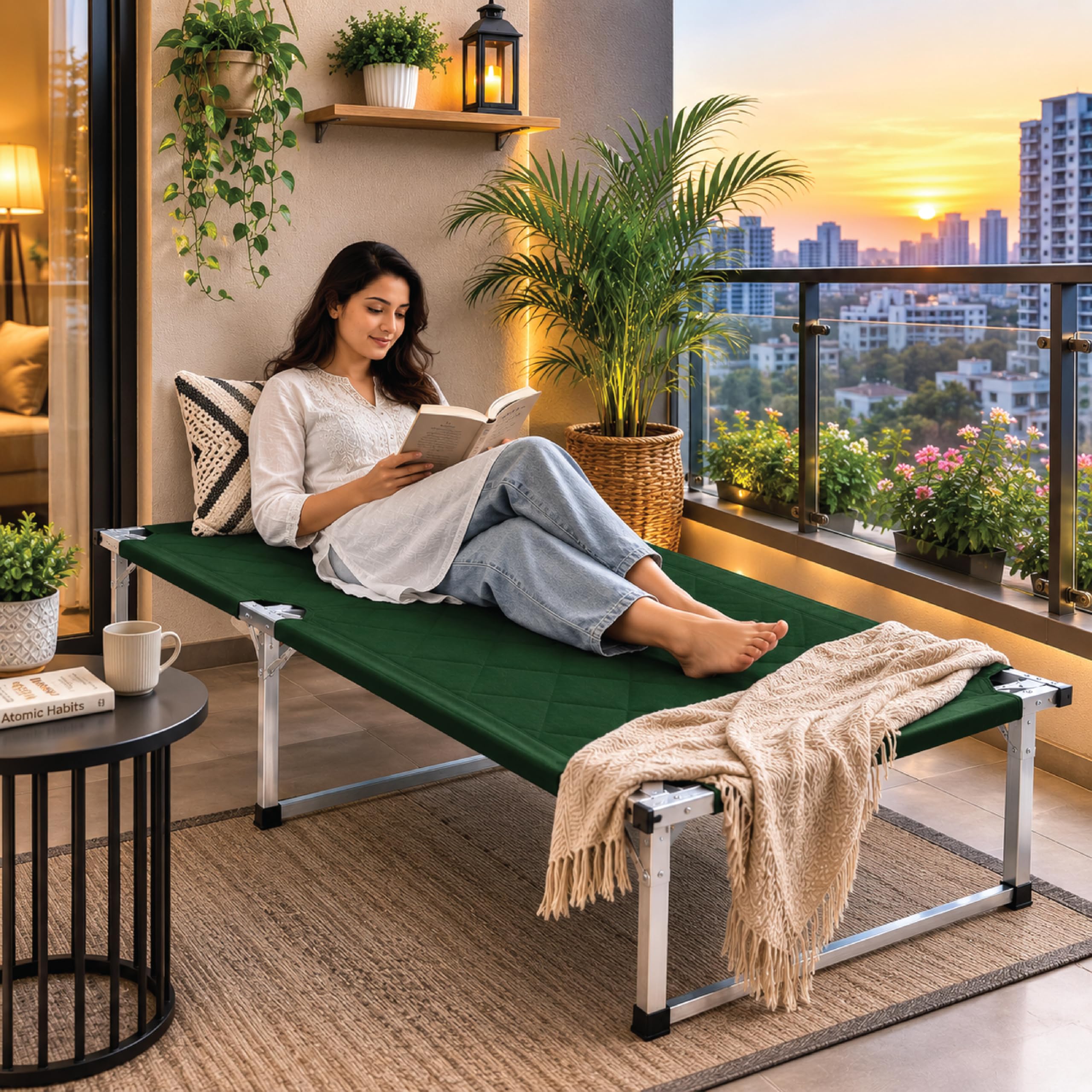 Folding Bed Single for Sleeping | Foldable Stainless Steel Cot with Nylon Fabric | Portable Travel-Friendly Khatiya Charpai Khatla for Hostel & Home Use | No Assembly | 178 x 76cm (Assorted)-image-34
